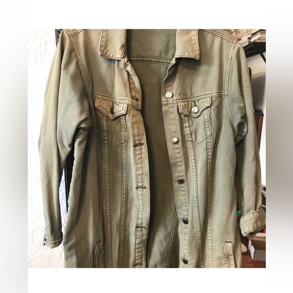 Naked Wardrobe Green distressed denim jacket - Picture 2 of 10